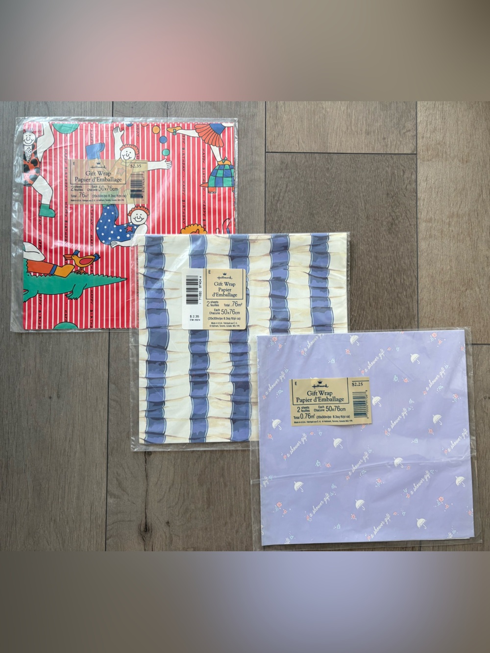 VTG Hallmark gift wrap sheets -Set of 3